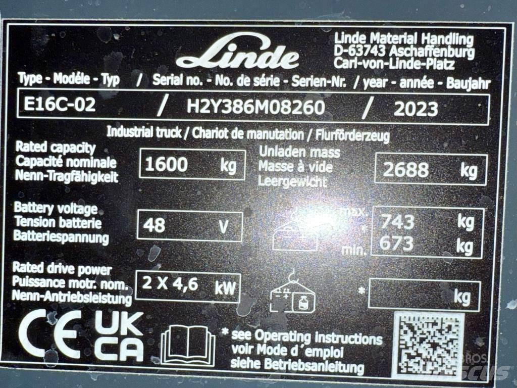Linde E16C/386-02 Električni viljuškari