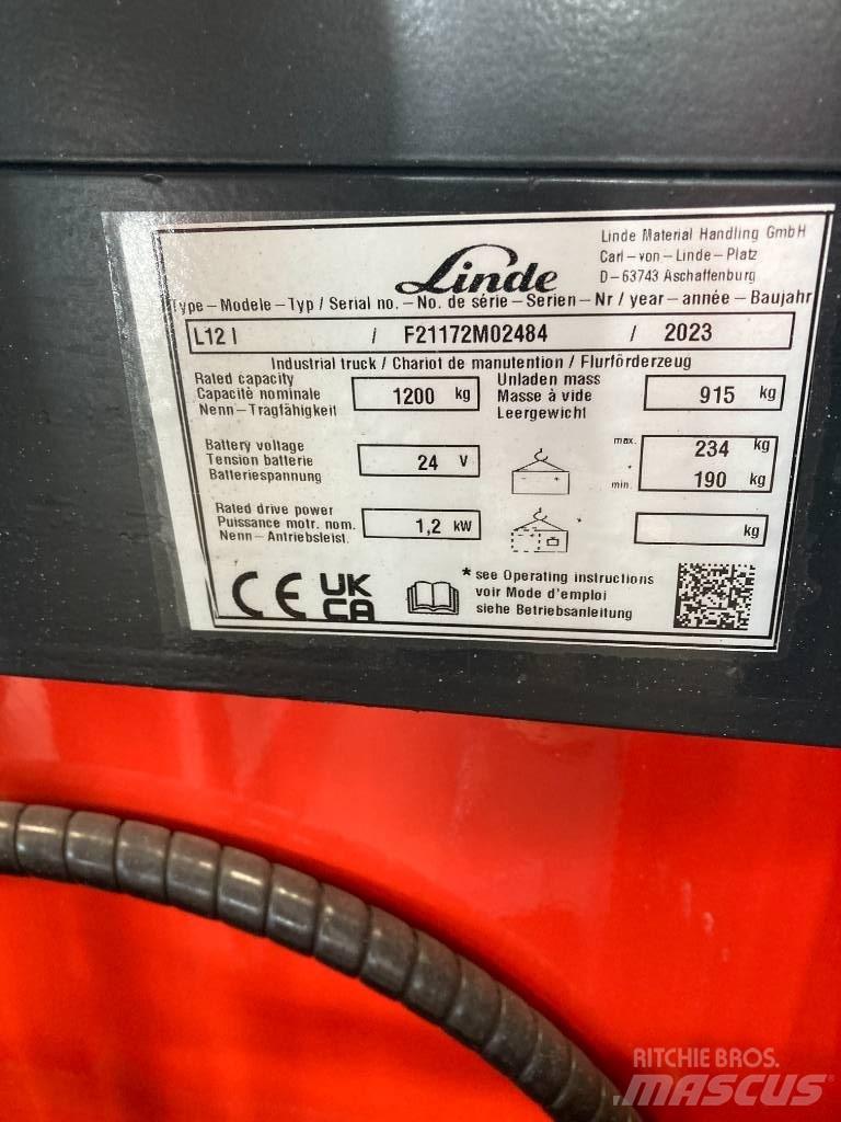 Linde L12i/1172 Ručni električni viljuškar