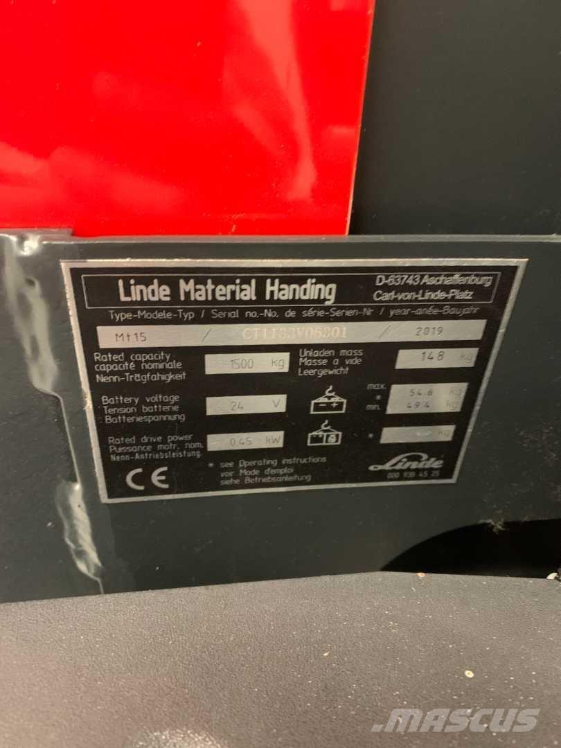 Linde MT15 Ručni električni viljuškar