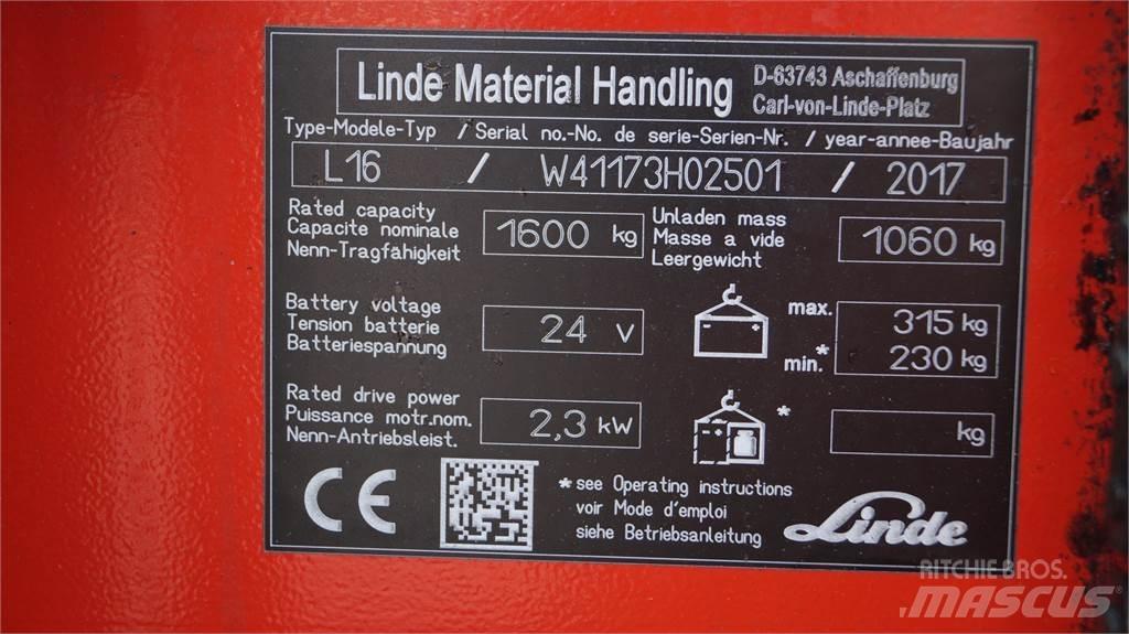Linde L16i Ručni električni viljuškar