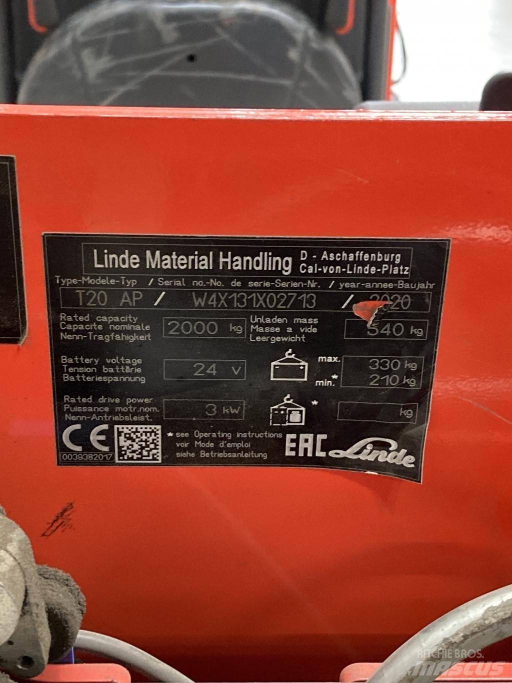 Linde T20AP kurz Nisko podizni električni viljuškar