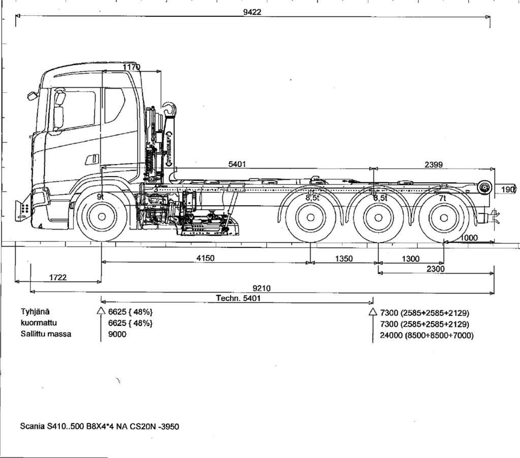 Scania R590 8x4 Rol kiper kamioni sa kukom za podizanje tereta