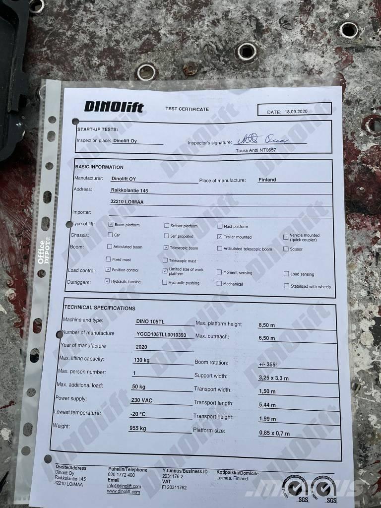 Dino 105TL Vučne prikolice se podiznom košarom