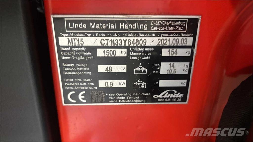 Linde MT15 Električni viljuškari
