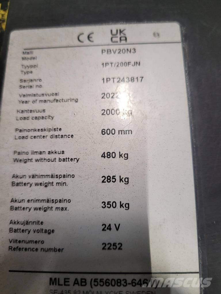 Mitsubishi PBV 20 N3 Nisko podizni električni viljuškar sa stajalištom