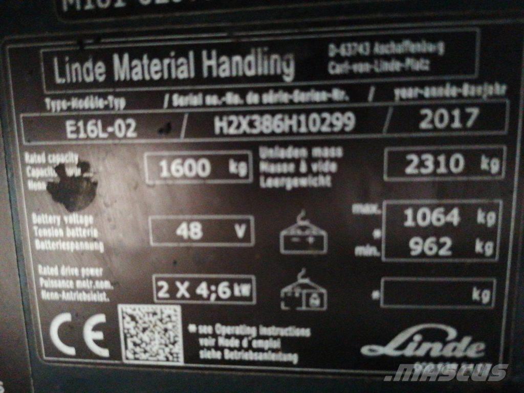 Linde E16L-02 Električni viljuškari