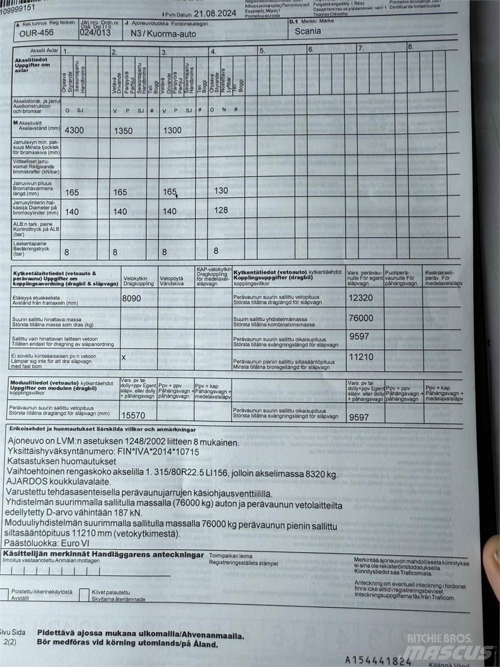 Scania R730 8x4 Rol kiper kamioni sa kukom za podizanje tereta