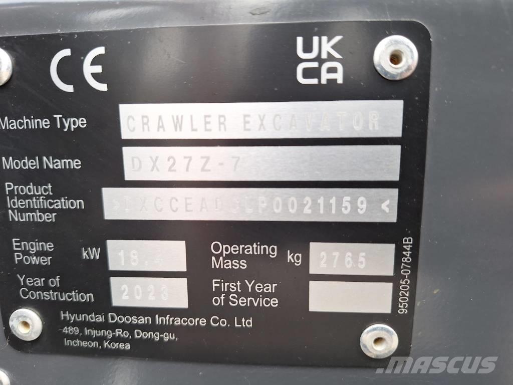 Develon DX 27 Z-7 Mini bageri < 7t