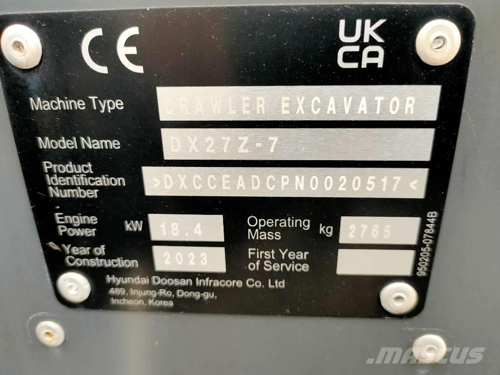 Doosan DX 27 Z Mini bageri < 7t