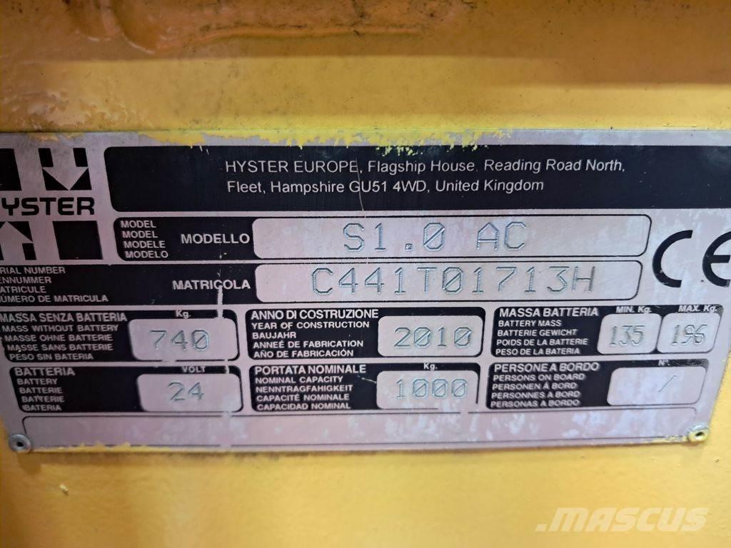 Hyster S1.0 AC Ručni električni viljuškar