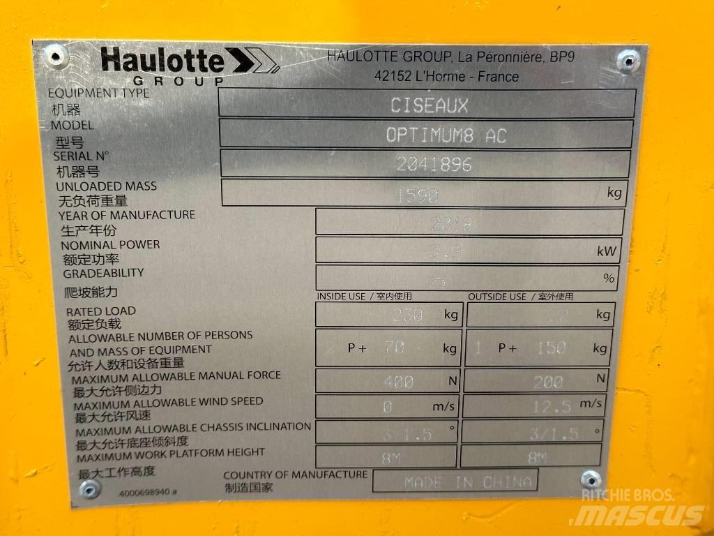 Haulotte OPTIMUM 8 Makazaste platforme