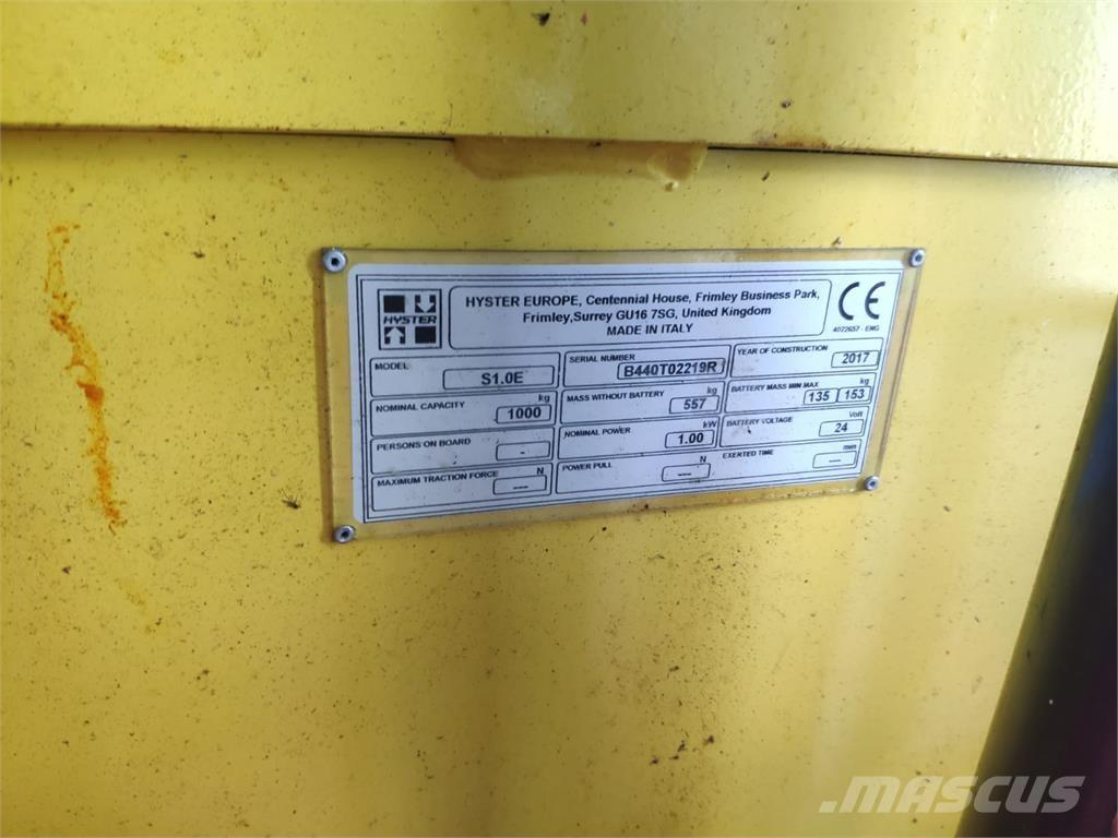Hyster S1.0E Samopogonski ručni viljuškari