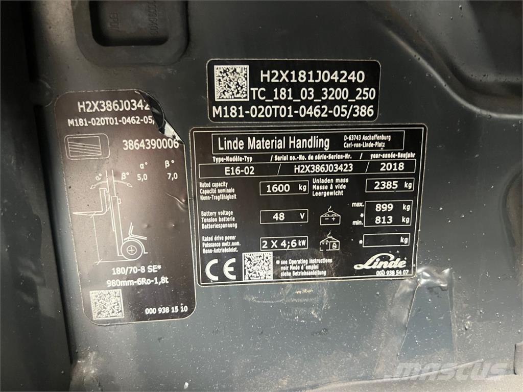 Linde E16 Električni viljuškari