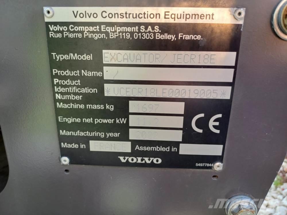 Volvo JECR18E Mini bageri < 7t