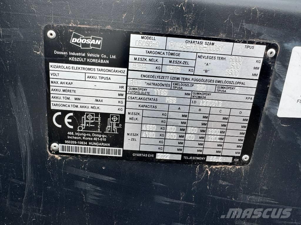 Doosan D 50,  130üó!!! 5t Dizelski viljuškari