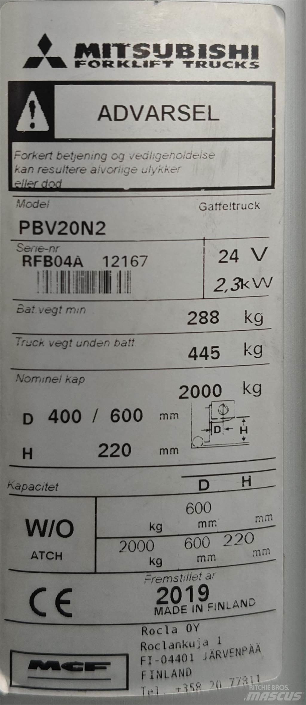Mitsubishi PBV20N2 Viljuškari - ostalo