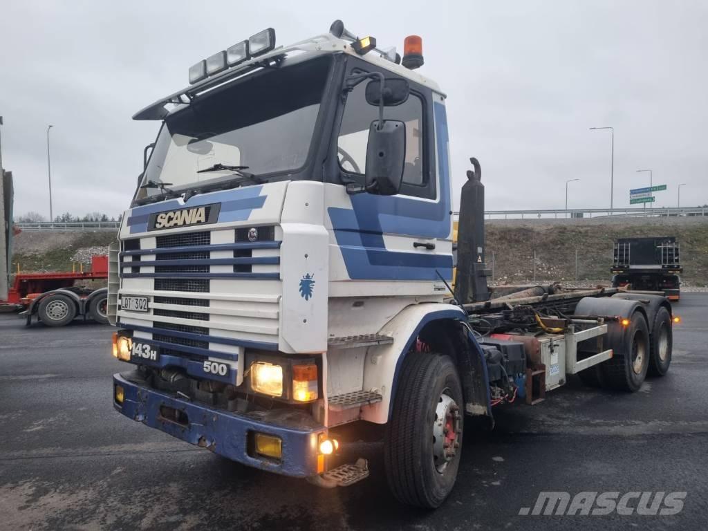 Scania R 143 HL Rol kiper kamioni sa kukom za podizanje tereta