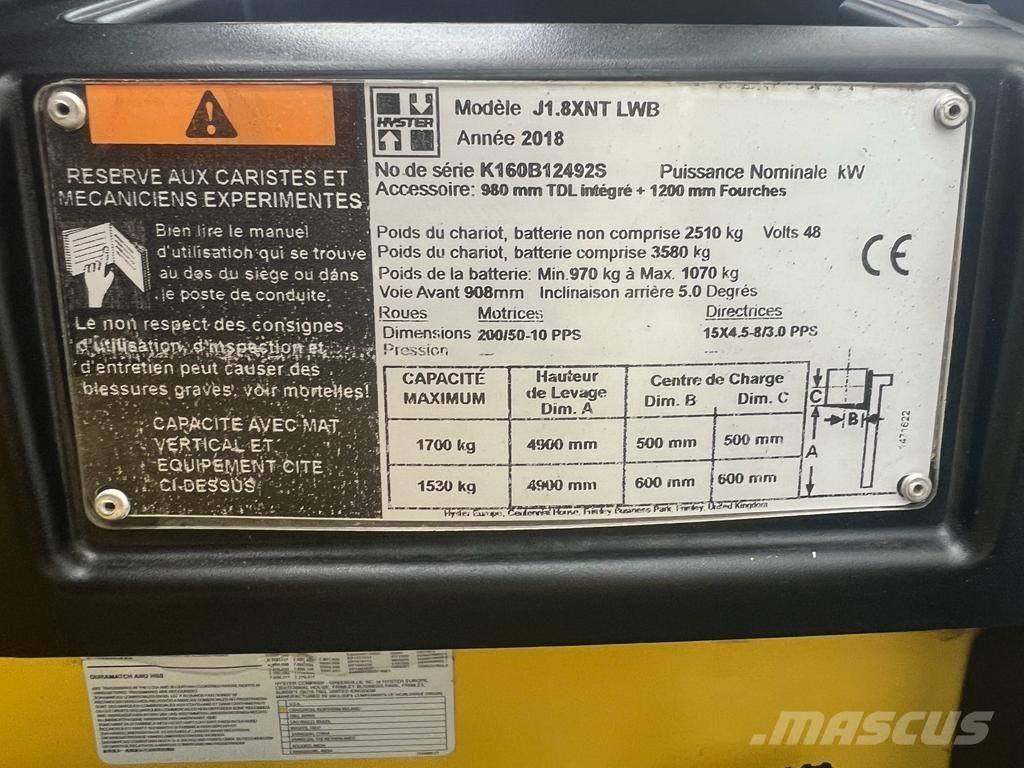 Hyster J 1.8 XNT Električni viljuškari