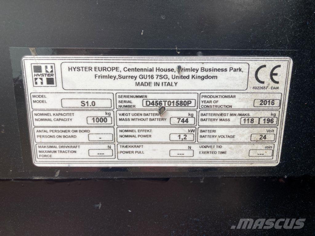 Hyster S 1.0 Ručni električni viljuškar