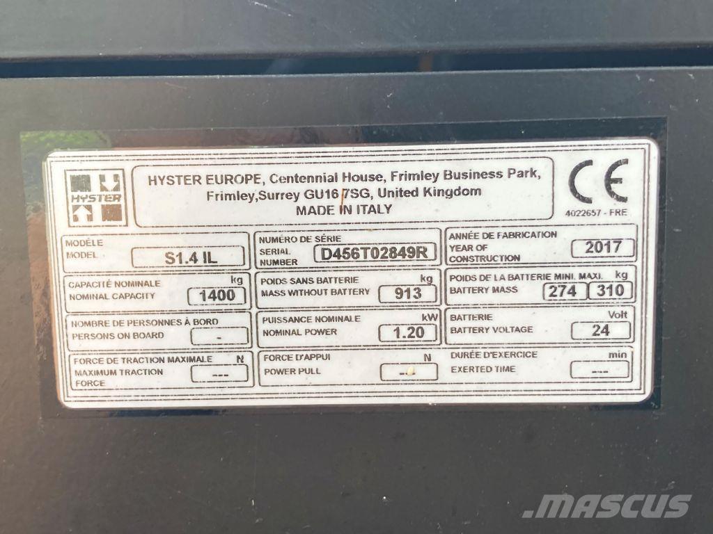 Hyster S 1.4 IL Ručni električni viljuškar