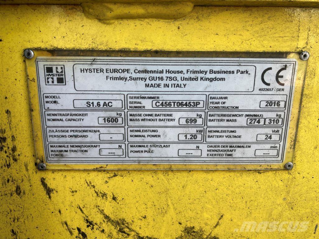 Hyster S 1.6 AC Ručni električni viljuškar