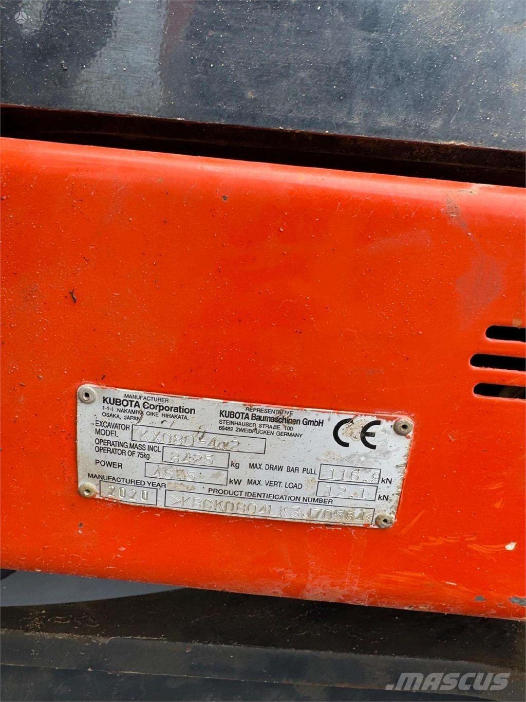 Kubota KX080-4a Bageri guseničari