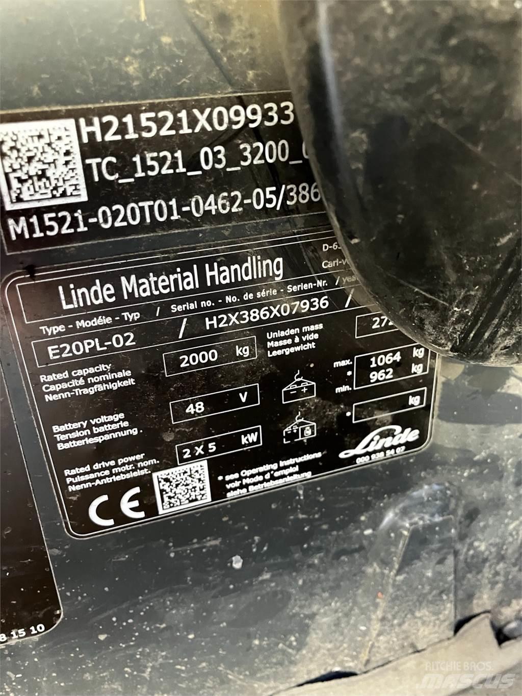 Linde E20PL Električni viljuškari