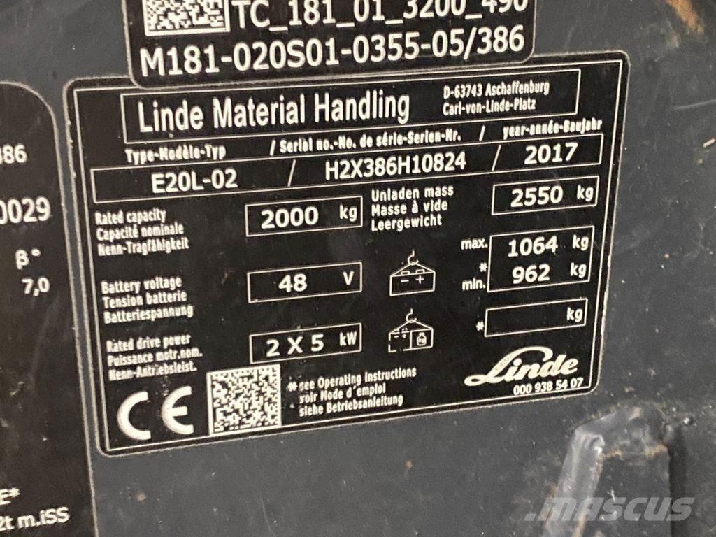 Linde E20L-02 Električni viljuškari
