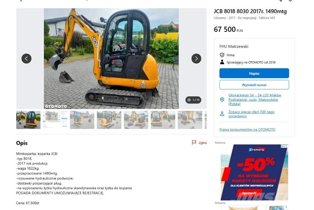 JCB 8030 Mini bageri < 7t