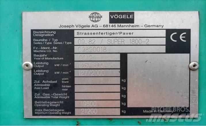 Vögele SUPER1800-2 Asfaltni finišeri