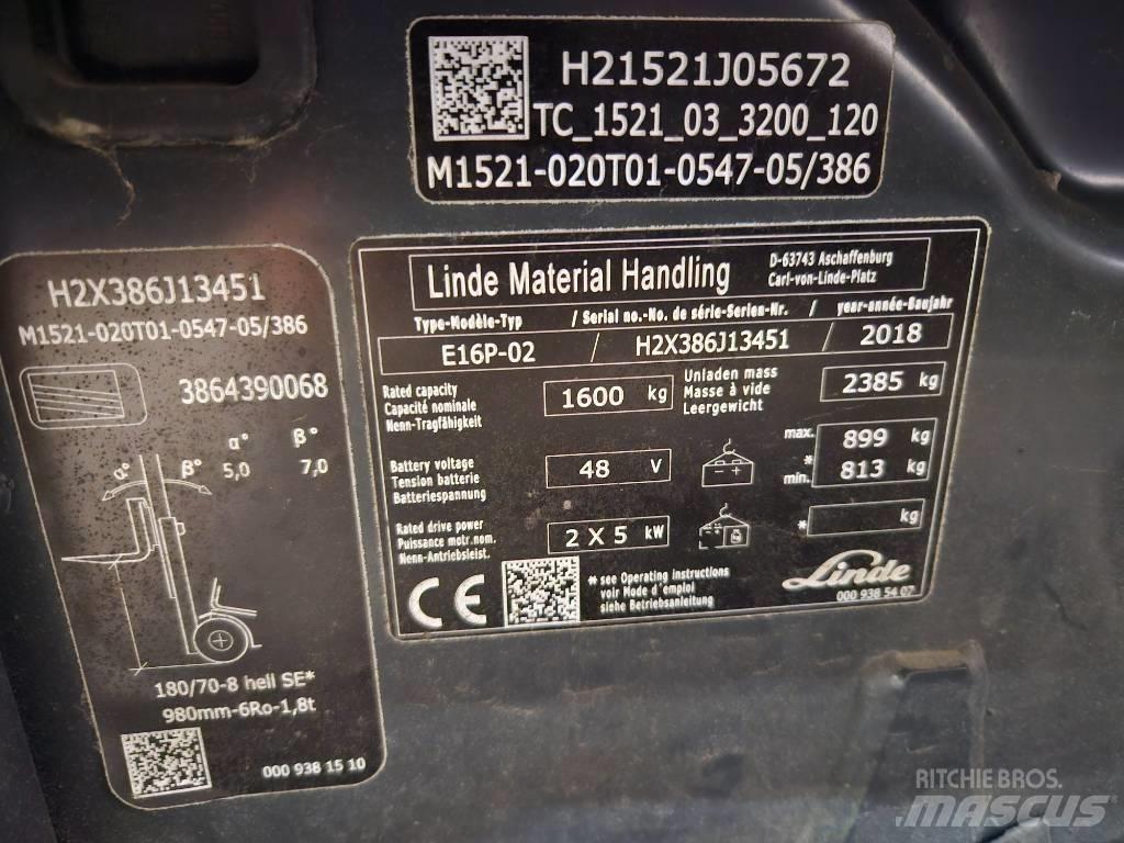 Linde E16P Električni viljuškari