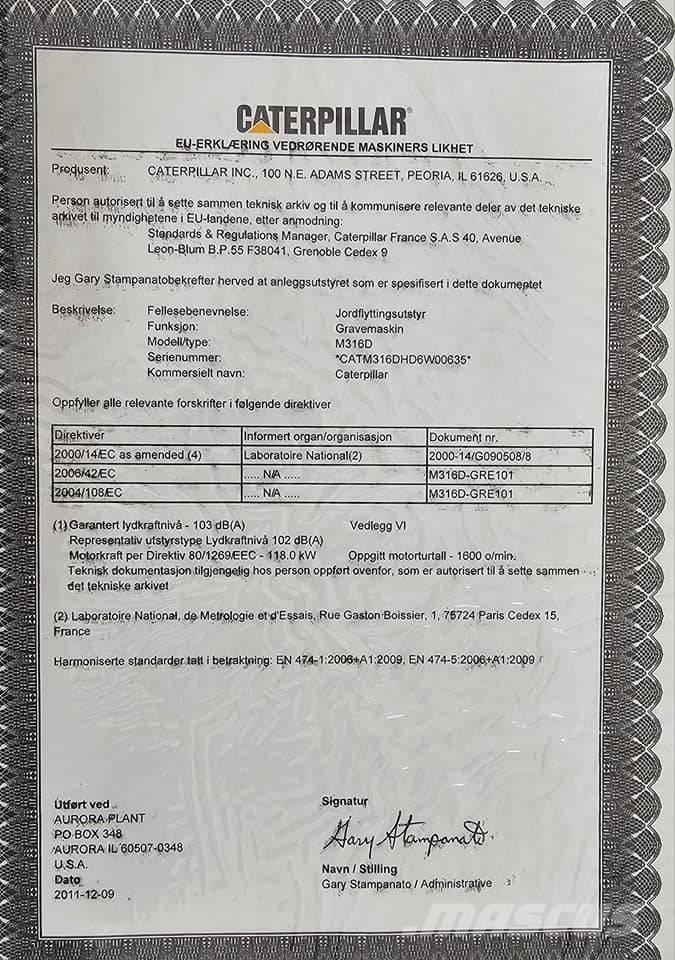 CAT M 316 D Bageri točkaši