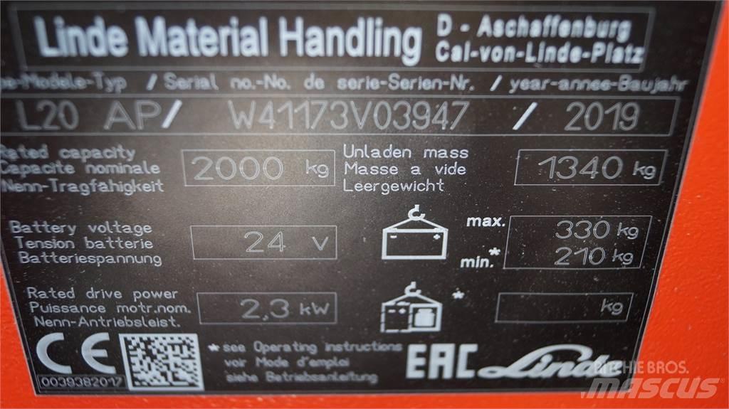 Linde L20APi Ručni električni viljuškar