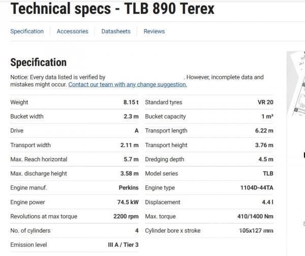 Terex TLB 890 Rovokopači