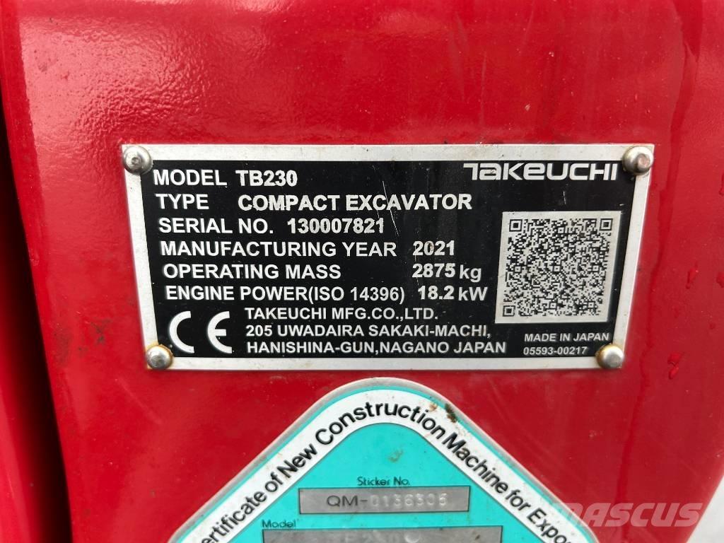 Takeuchi TB 230 V3 Mini bageri < 7t