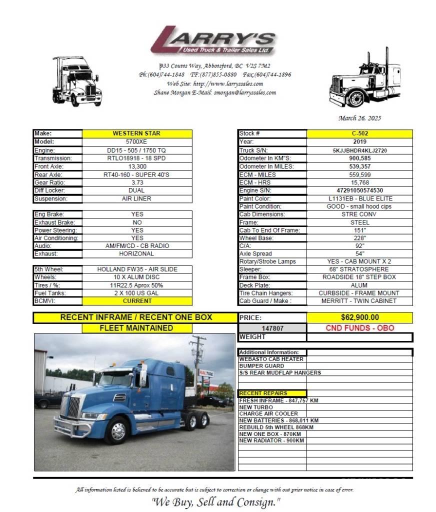 Western Star 5700 XE Tegljači