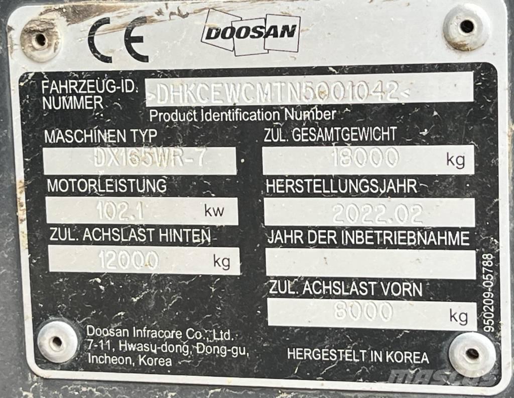 Doosan DX165WR-7 Bageri točkaši