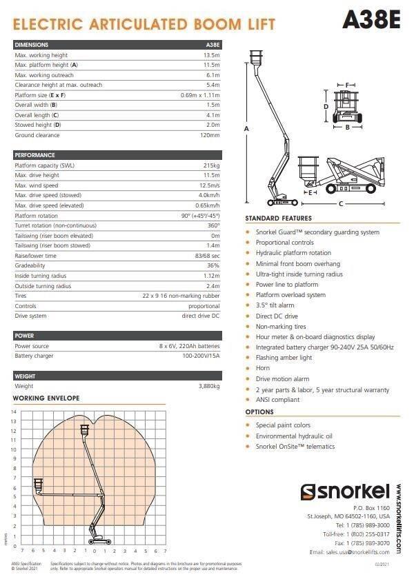 Snorkel A38E Zglobne podizne platforme