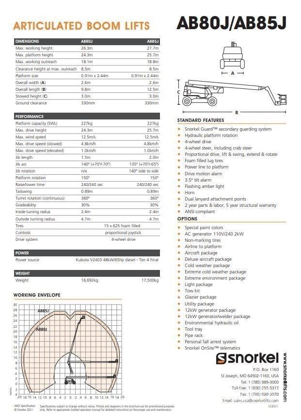 Snorkel AB80J Zglobne podizne platforme