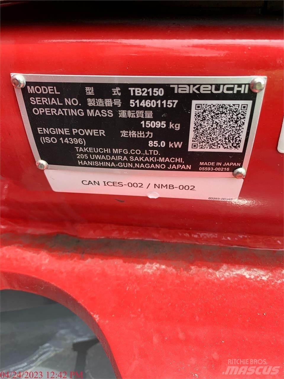 Takeuchi TB2150 Bageri guseničari