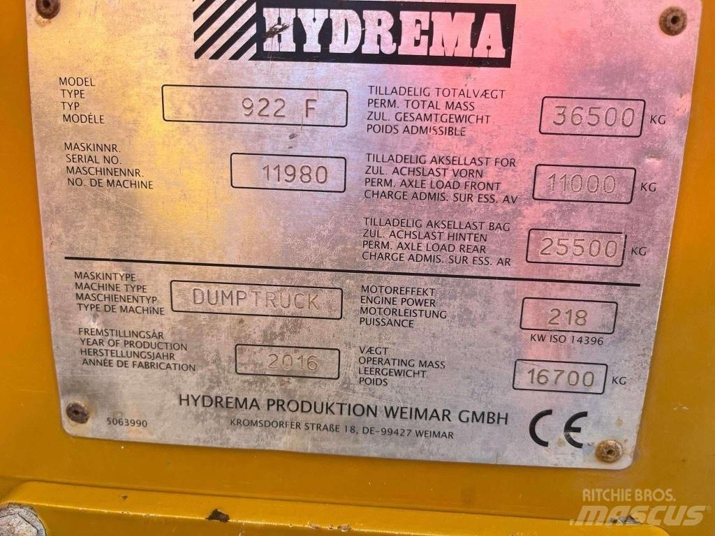 Hydrema 922 F Damperi za gradilište