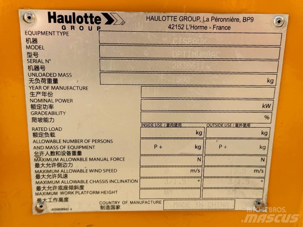 Haulotte OPTIMUM 8 Makazaste platforme