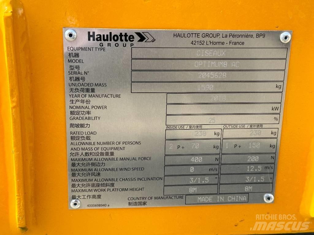 Haulotte OPTIMUM 8 Makazaste platforme
