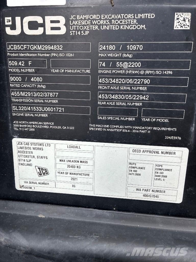 JCB 509-42 Teleskopski viljuškari