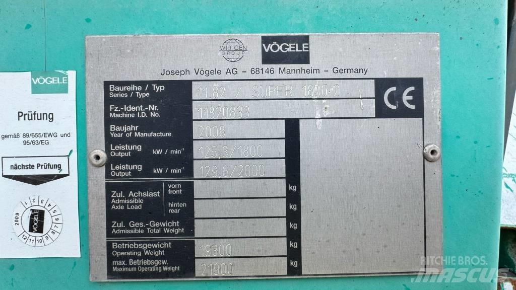 Vögele Super 1800-2 Asfaltni finišeri