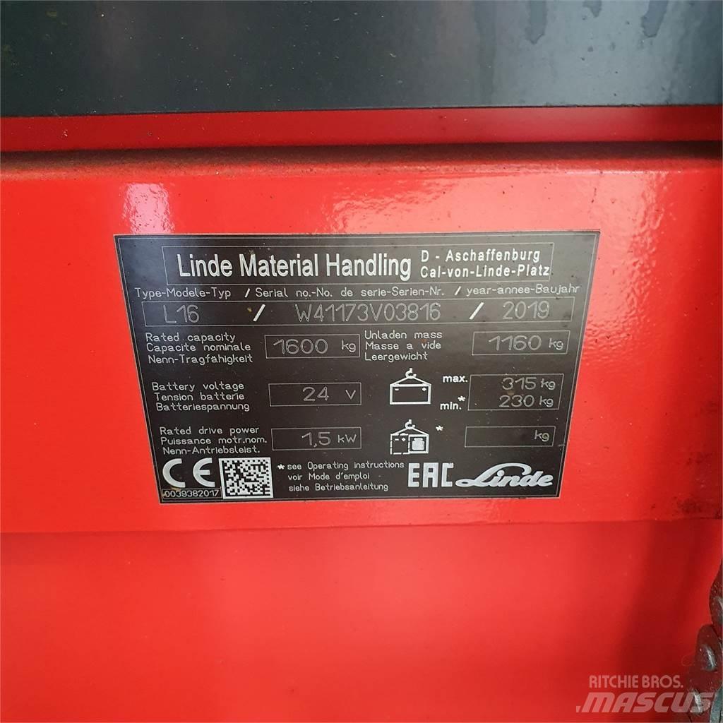 Linde L16i Ručni električni viljuškar