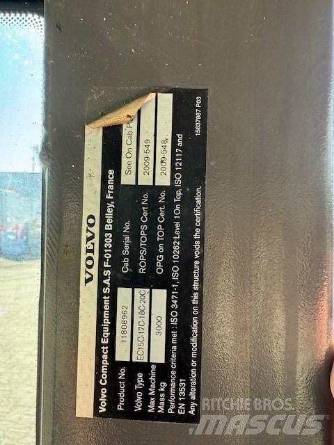 Volvo EC15 C CAB Kabine i unutrašnjost