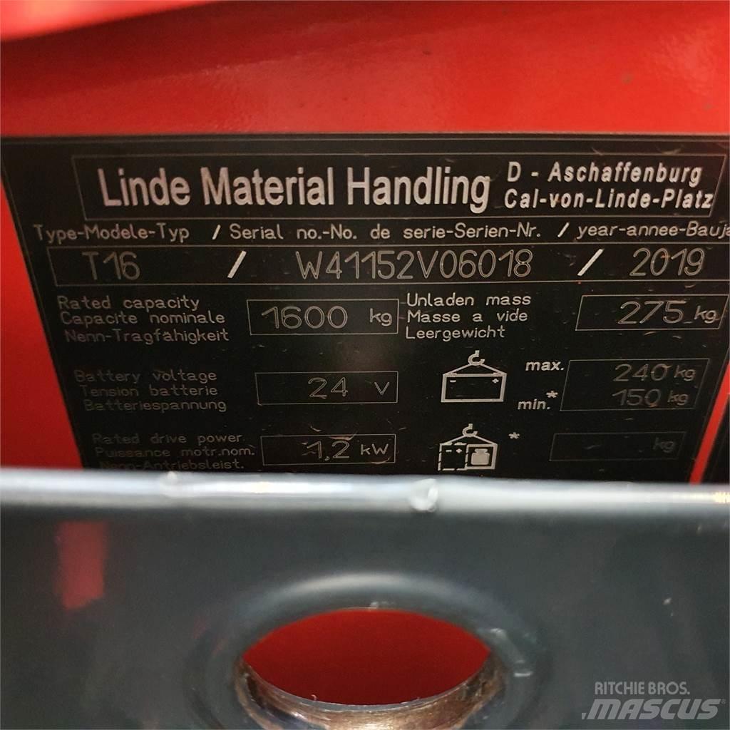 Linde T16 Li-Ion Nisko podizni električni viljuškar