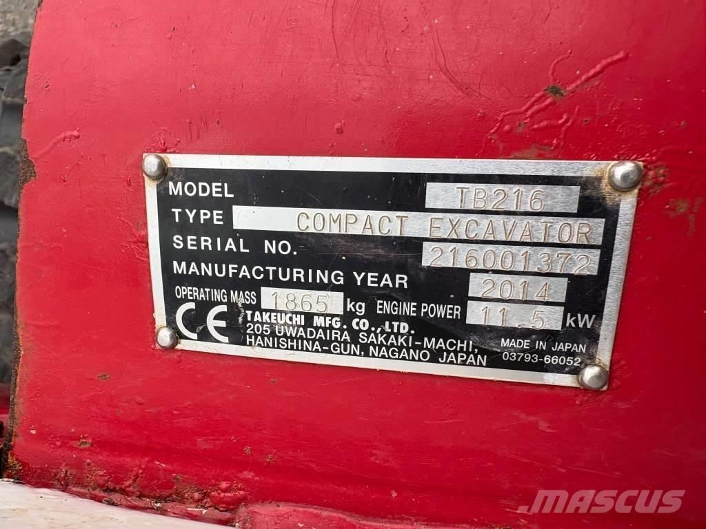 Takeuchi TB 216 Mini bageri < 7t