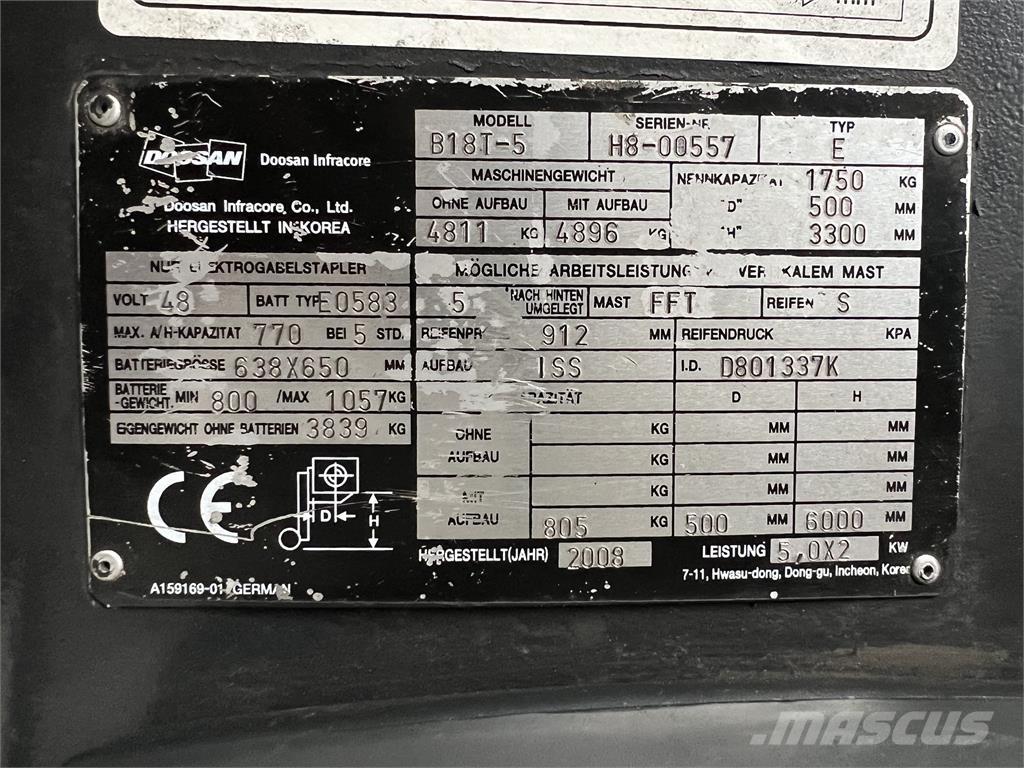 Doosan B18T-5 Električni viljuškari